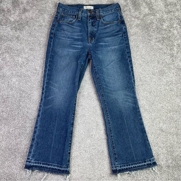 Madewell Retro Jeans Women's 24 Blue Crop Bootcut Dark Denim Pockets G1285 - Picture 1 of 12